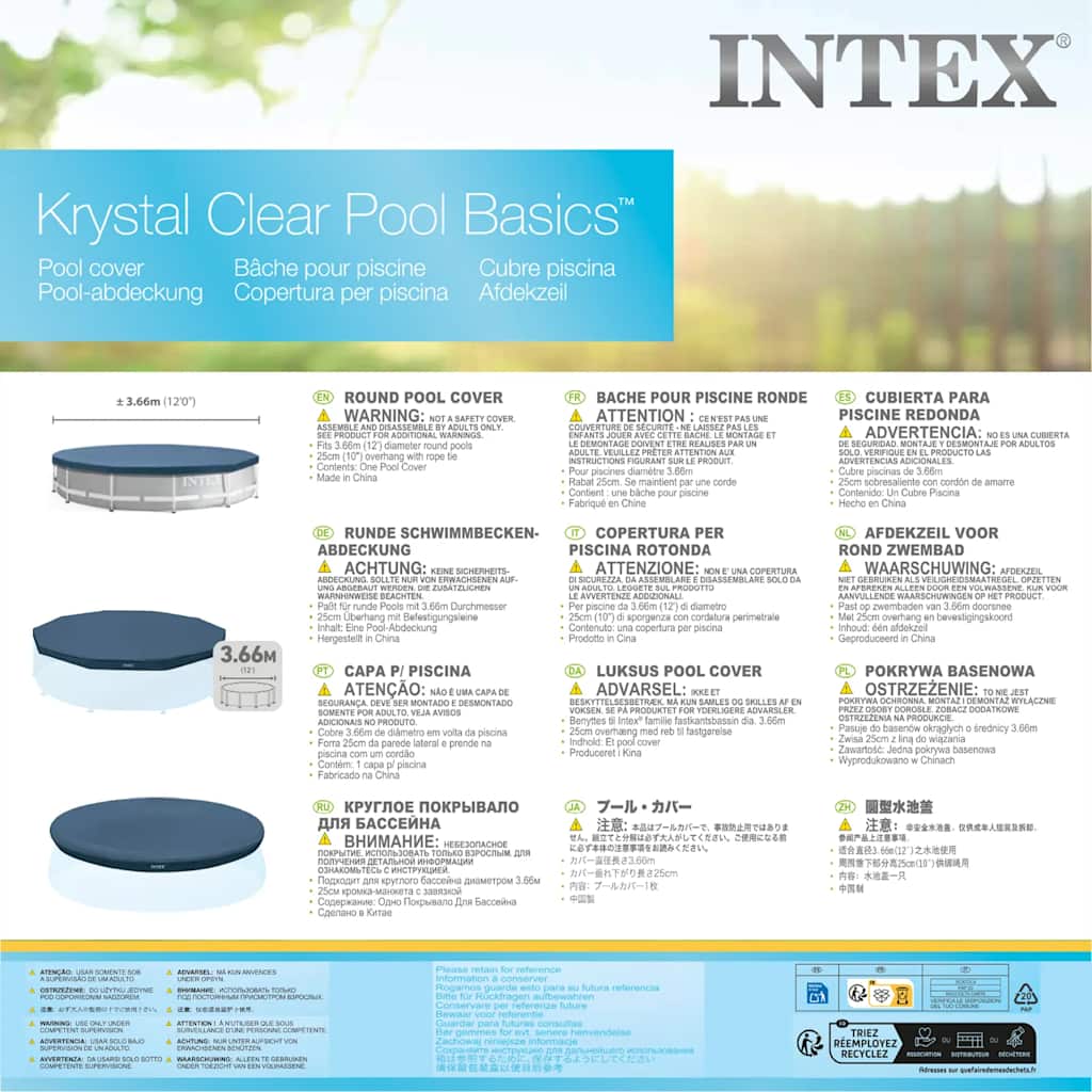 INTEX Copertura per Piscina Circolare 366 cm 28031 91510
