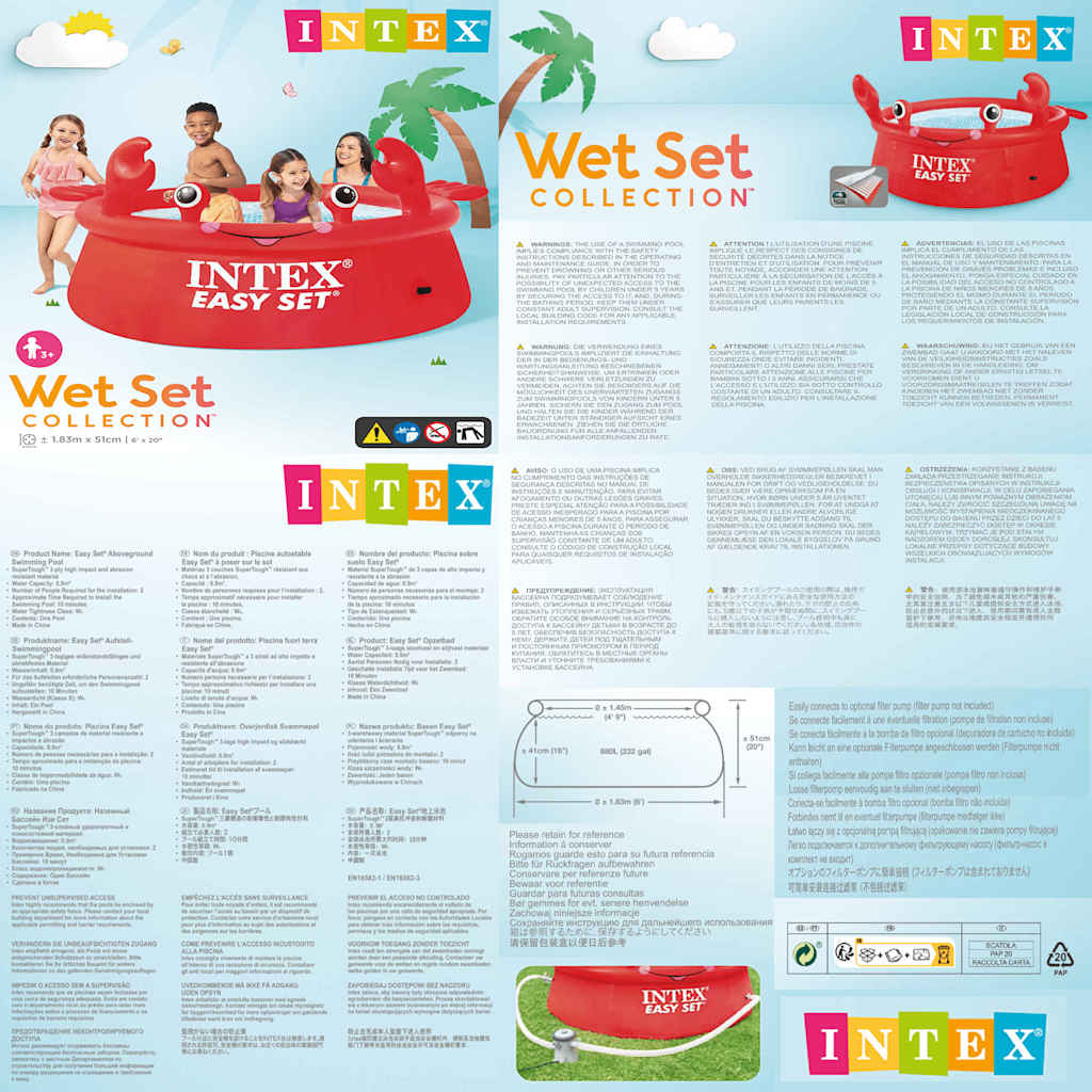 INTEX Piscina Gonfiabile Granchio Felice Easy Set 183x51 cm 92512