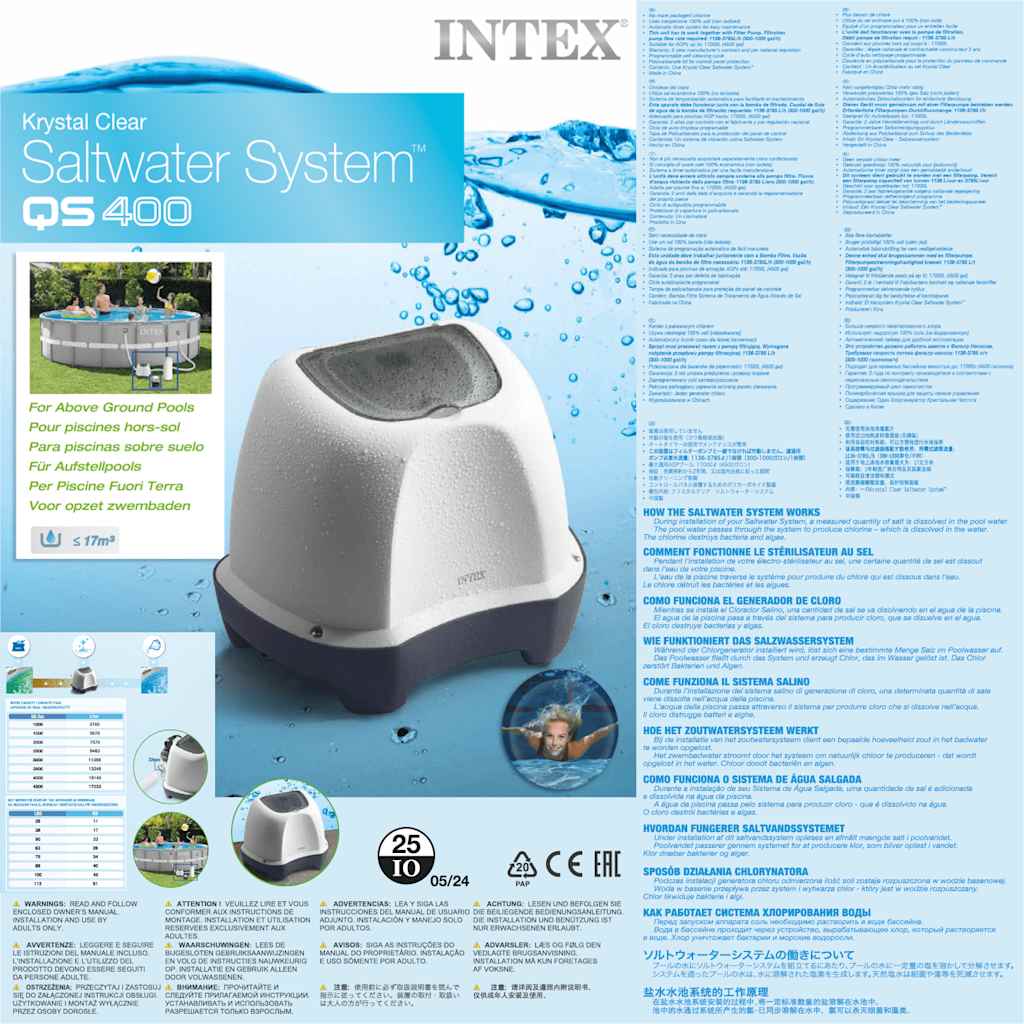 INTEX Sistema per Acqua Salata Krystal Clear 12 V 92534