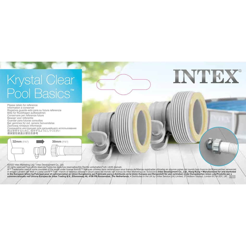 INTEX Adattatori B 2 pz per Tubi Flessibili 32 mm to 38 mm 92563
