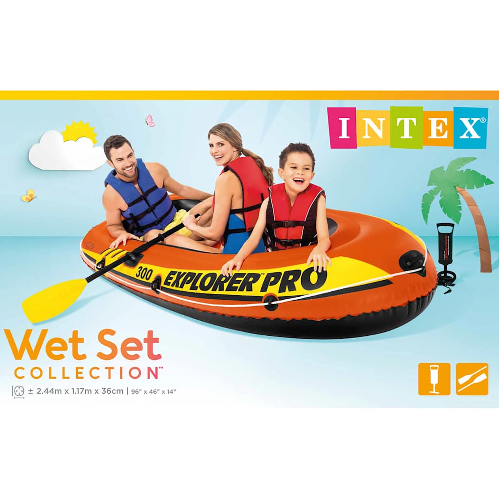 INTEX Set Gommone Gonfiabile con Remi e Pompa Explorer Pro 300 58358NP 90797