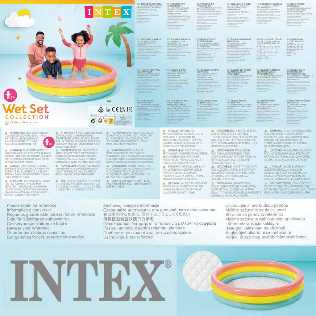 INTEX Piscina Gonfiabile Sunset con 3 Anelli 114x25 cm 92527