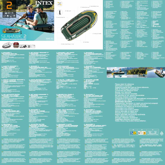 INTEX Gommone Gonfiabile con Remi e Pompa Seahawk 2 Set 68347NP 90800