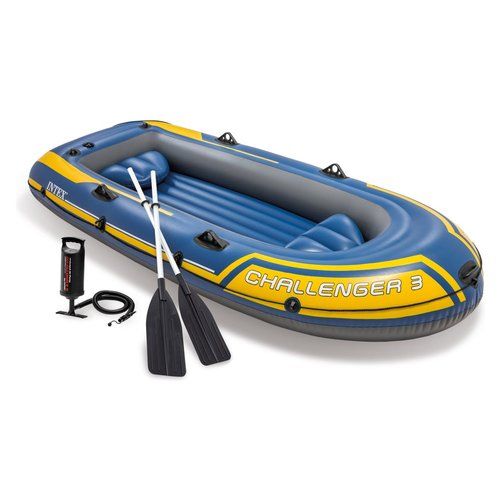 Canotto gonfiabile intex 68370 challenger 3 set con remi blu e giallo