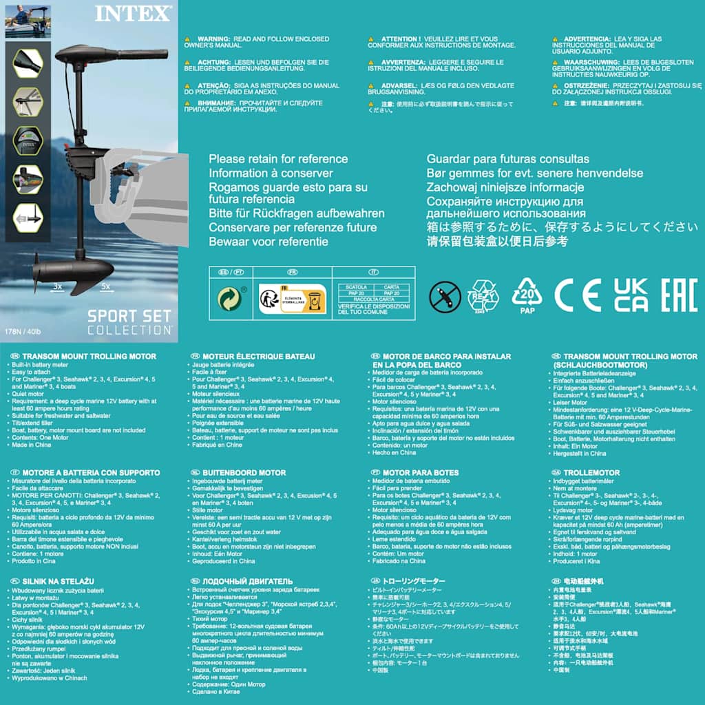 INTEX Motore da Trazione 420 W 68631 91555