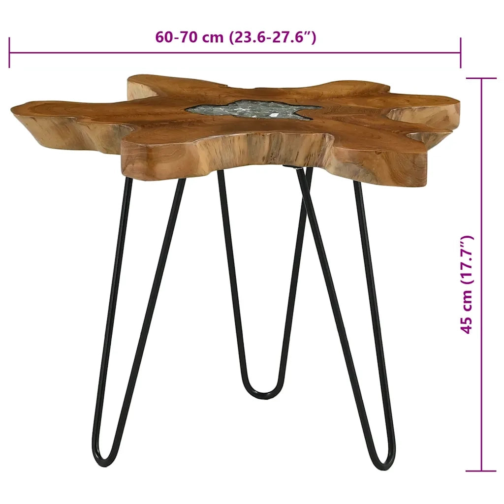 Tavolino da Salotto 70x45 cm Legno Massello Teak e Poliresina 281651