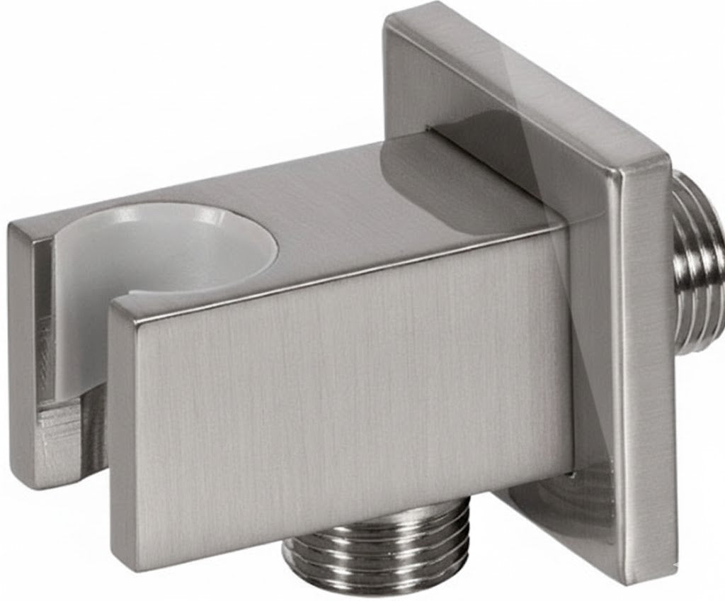 SUPPORTO DOCCIA MINIMALE QUADRO CON PRESA ACQUA- Nichel Spazzolato Opaco- Remer- pezzi 1