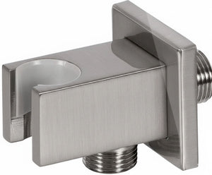 SUPPORTO DOCCIA MINIMALE QUADRO CON PRESA ACQUA- Nichel Spazzolato Opaco- Remer- pezzi 1