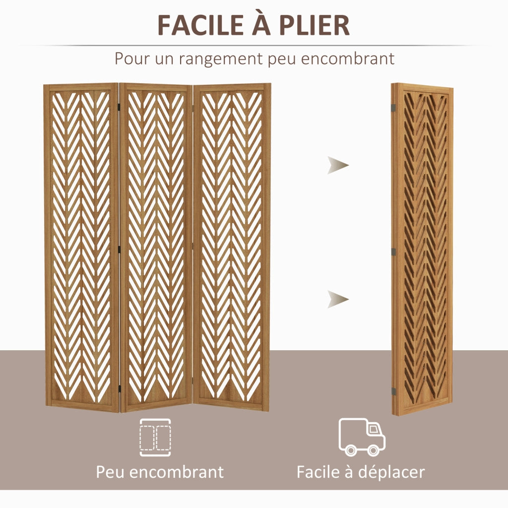 Paravento in legno 3 pannelli ¨C zephmum ¨C naturale 120x170 cm