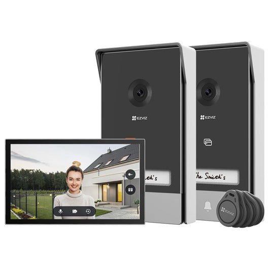 Ezviz hp7 2-entry kit - videocitofono con doppia entrata - 1 schermo touch 7 2k - 2 doorbells controllo remoto - rilevamento movimento - audio bidirezionale - sblocco rfid - EZVCSHP7TWOENTRYKIT
