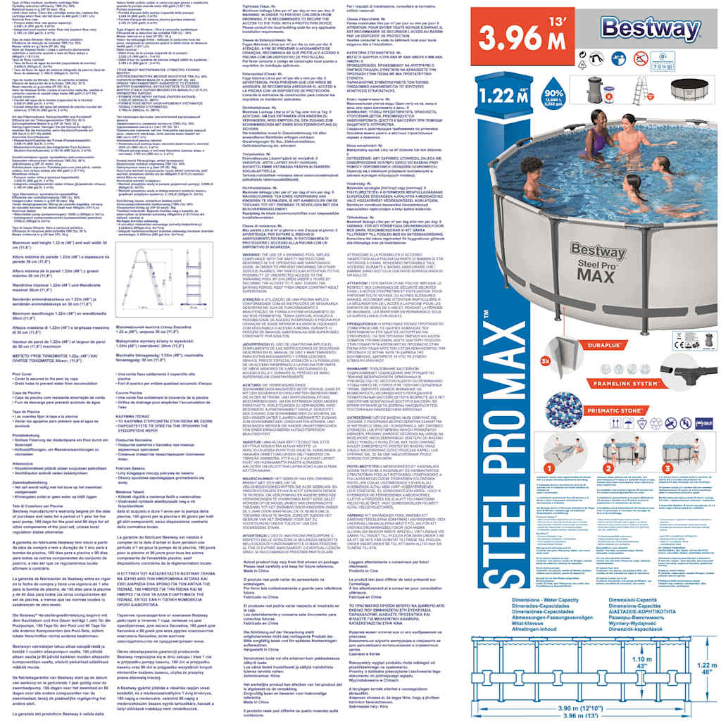 Bestway Steel Pro MAX Set Piscina Rotonda 396x122 cm 93345