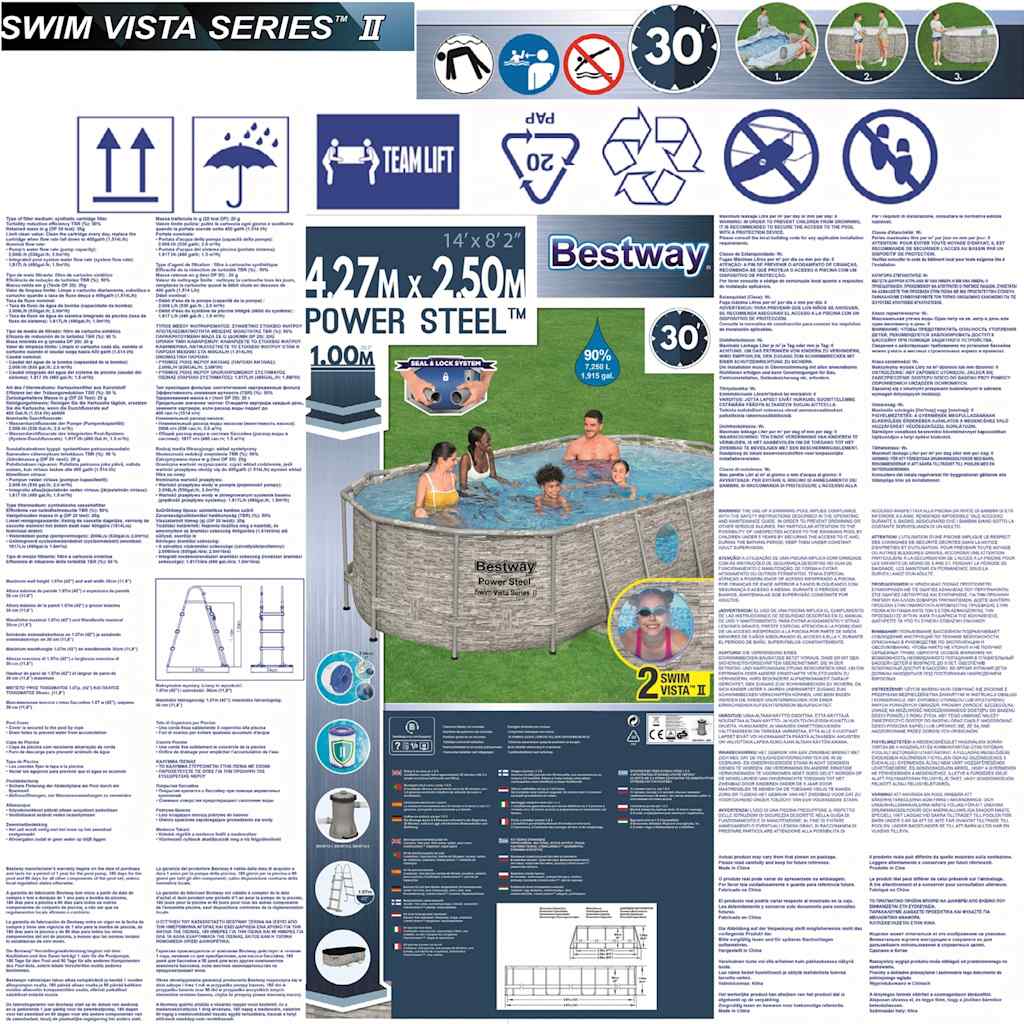 Bestway Set Piscina Power Steel 427x250x100 cm 93329