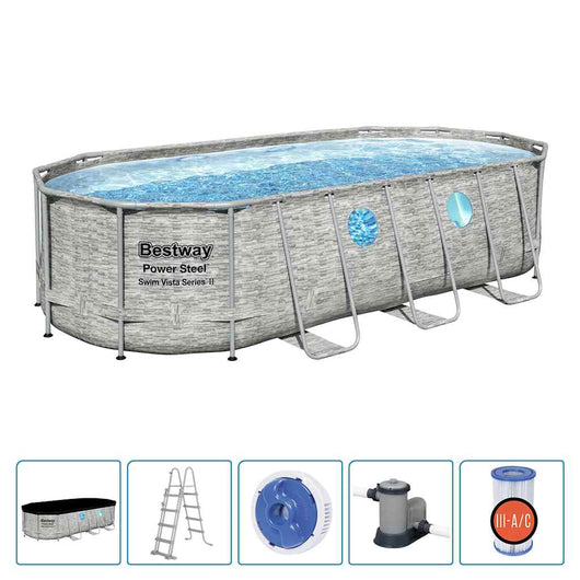 Bestway Set Piscina Power Steel Swim Serie Vista 549x274x122 cm 93330