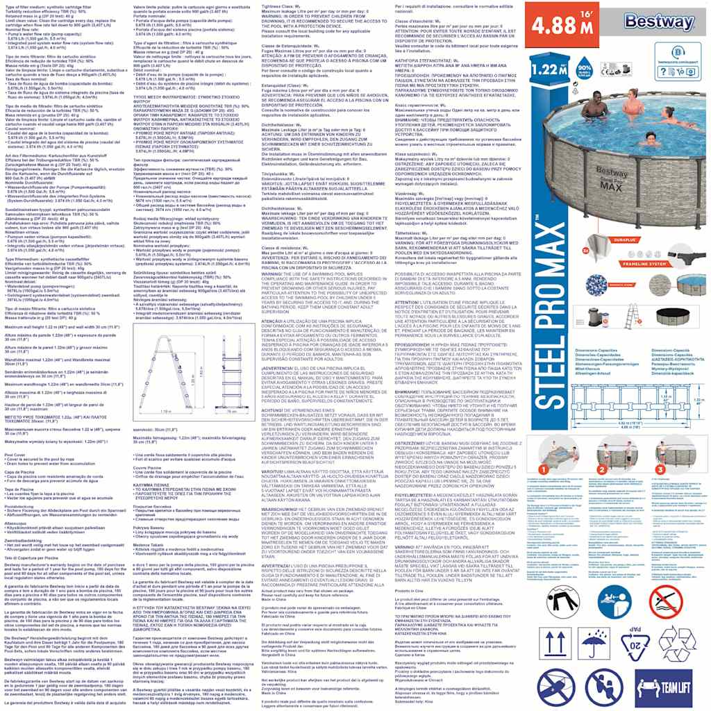 Bestway Piscina Power Steel Rotonda 488x122 cm 93346