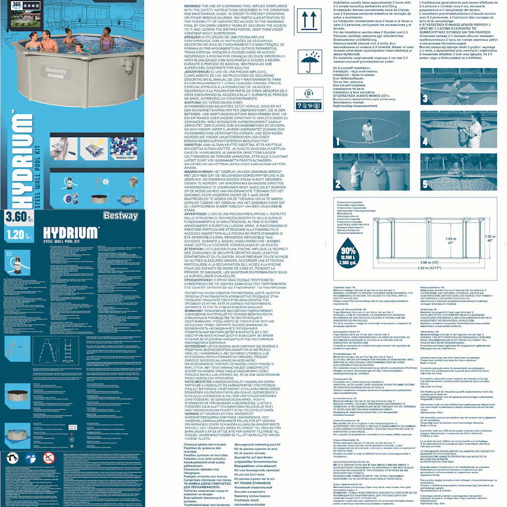 Bestway Piscina Fuoriterra Rotonda Hydrium 360x120 cm 93338