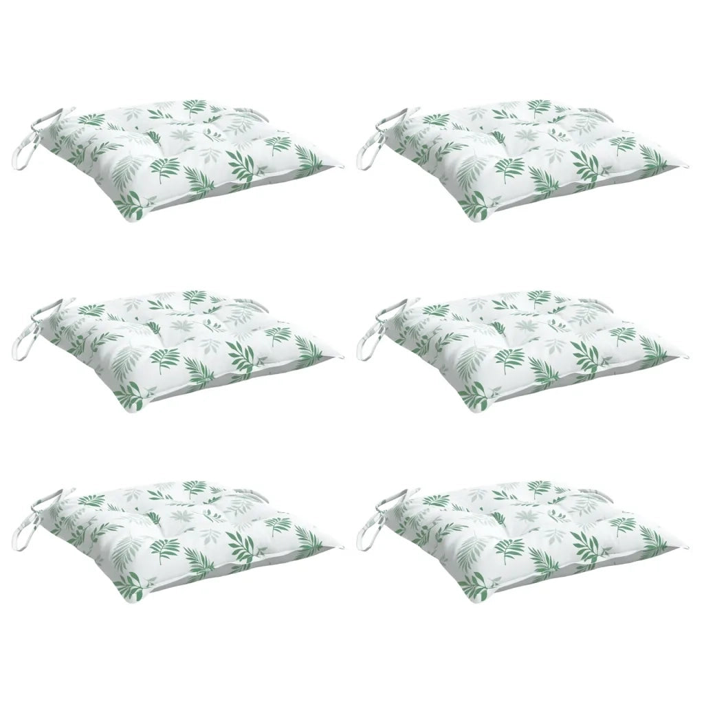 Cuscini per Sedia 6 pz a Foglie 50x50x7 cm Tessuto Oxford 361554