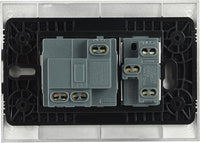 PLACCA C/SUPP PULSANTE+PRESA BIPAS SCHUKO NERO- 1,0 pz