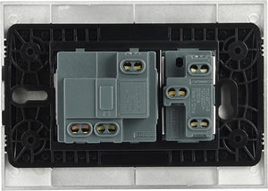 PLACCA C/SUPP PULSANTE+PRESA BIPAS SCHUKO NERO- 1,0 pz