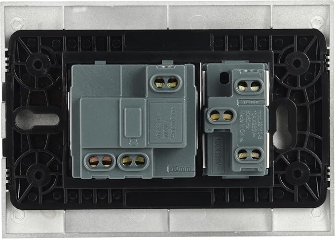 PLACCA C/SUPP PULSANTE+PRESA BIPAS SCHUKO NERO- 1,0 pz