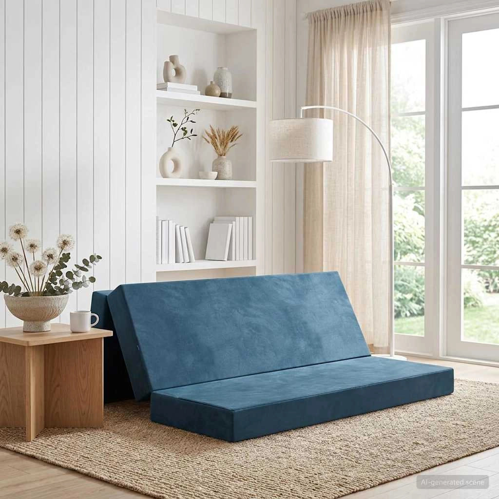Divano Letto Pieghevole 200 x 67 x 45 cm Blu 900262