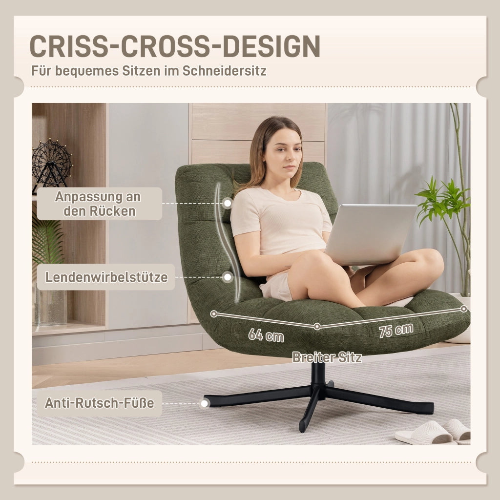 Poltrona Girevole Relax ¨C Xylo ¨C Tessuto Verde con Gambe Metallo