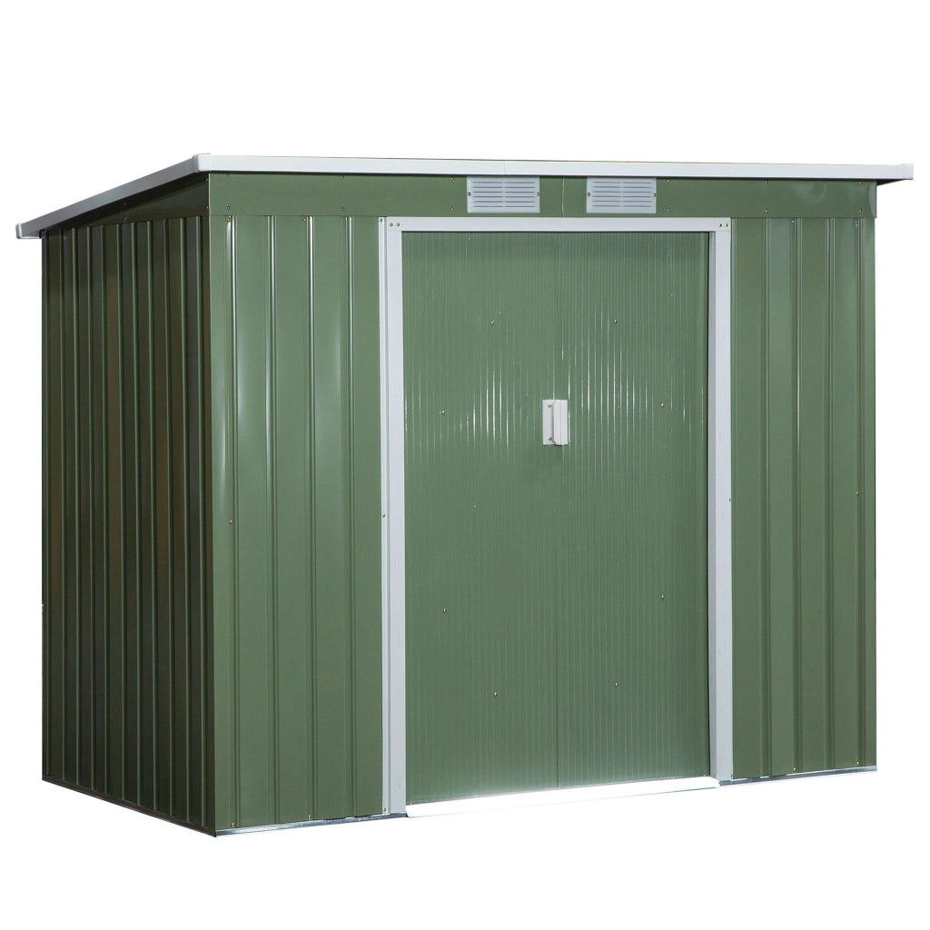 Easycomfort Casetta da Giardino in Acciaio con Doppia Porta Scorrevole e Prese d'Aria, 213x130x173 cm, Verde
