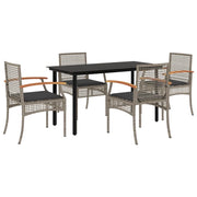 Set da Pranzo da Giardino 5 pz | Set Salotto da Giardino con Cuscini in Polyrattan Grigio