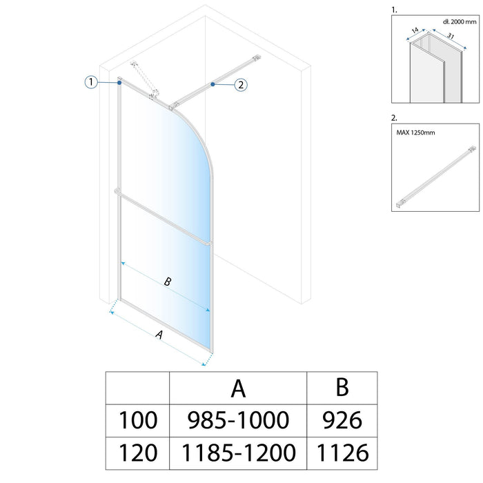 Parete Doccia Rea Sky Brush Gold 100