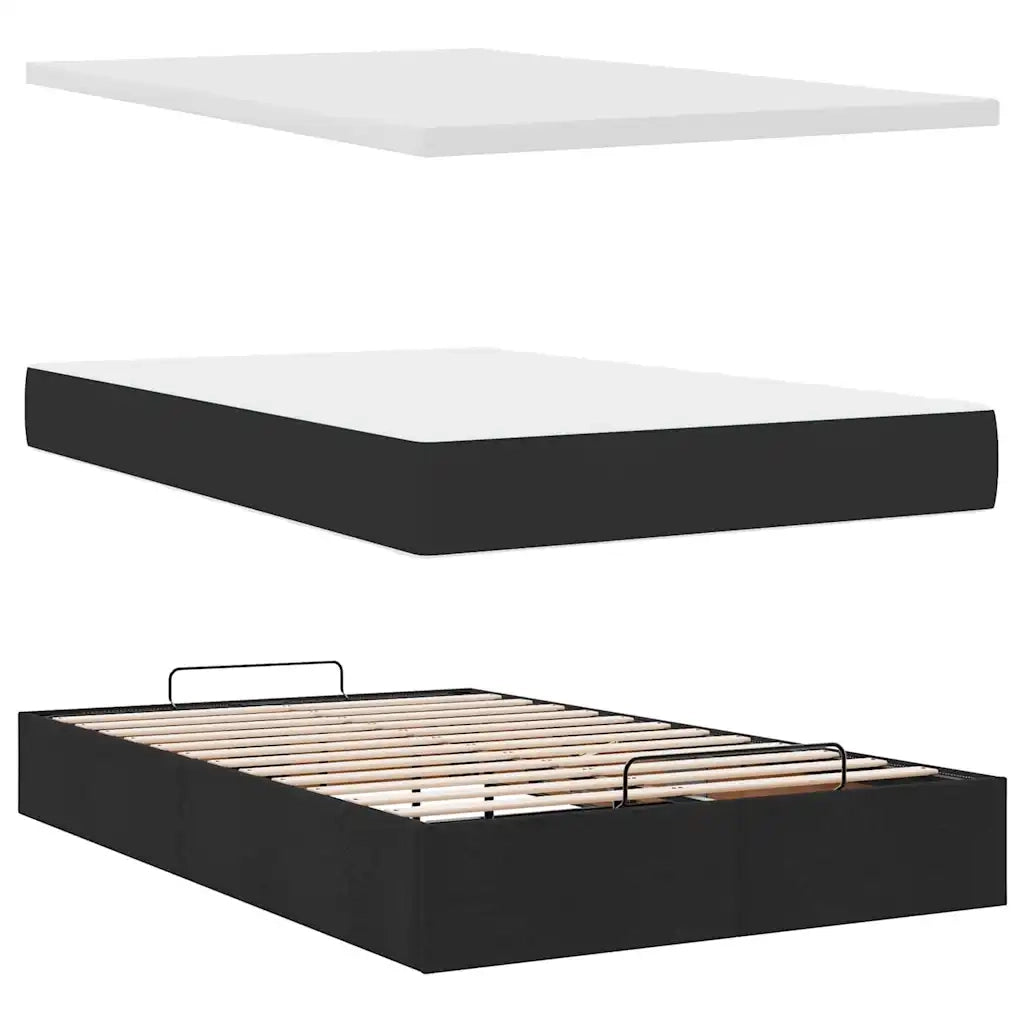 Pouf Letto con Materasso Nero 120x200 cm in Tessuto 3311368