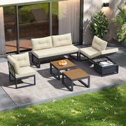 Set divano da giardino modulare 191.5x191.5x79 cm con contenitore; beige