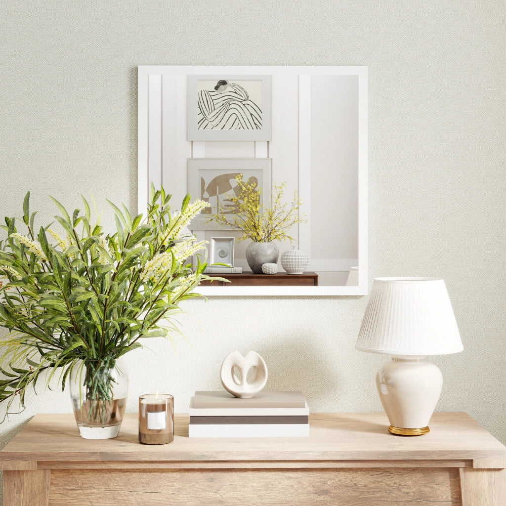Specchio da parete quadrato ¨C zephmum ¨C bianco legno 50x50 cm