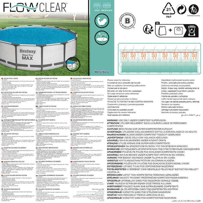 Bestway Copertura Solare per Piscina Flowclear 427 cm 92089
