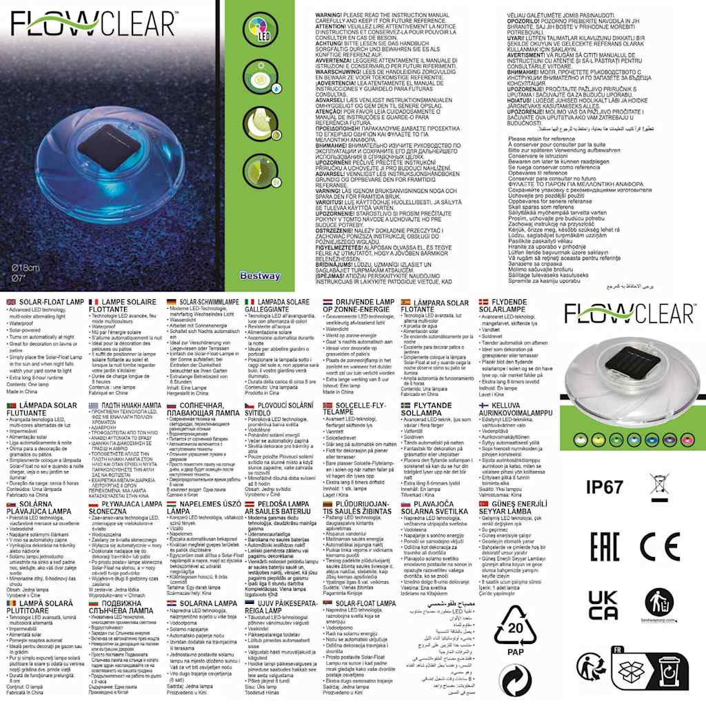 Bestway Lampada Solare Galleggiante 58111 90743