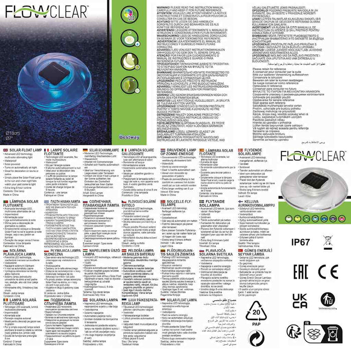 Bestway Lampada Solare Galleggiante 58111 90743