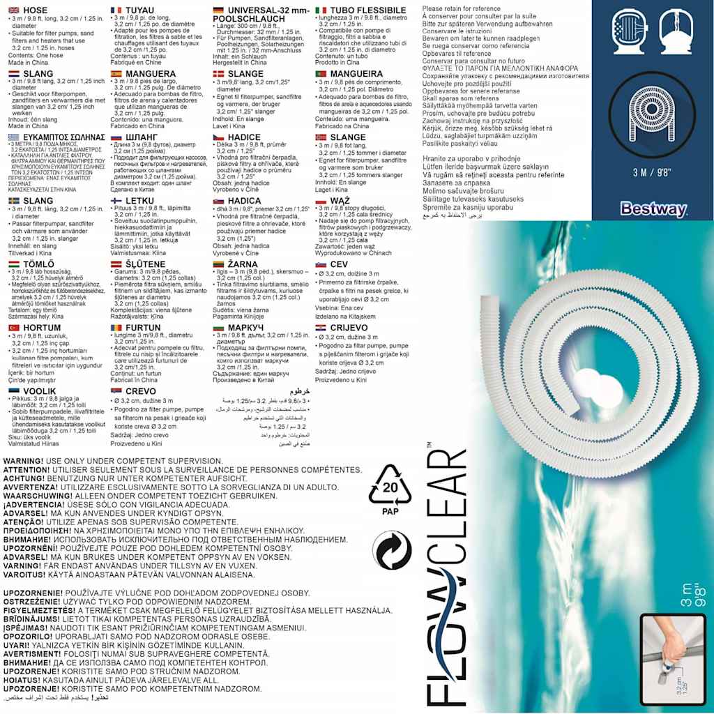 Bestway Tubo Flessibili di Ricambio Flowclear 32 mm 92875