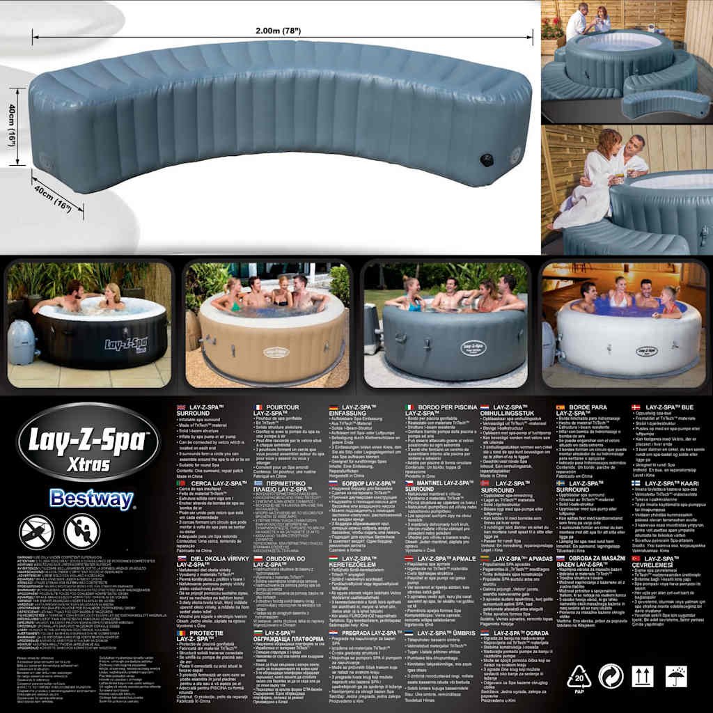 Bestway Lay-Z-Spa Bordo Gonfiabile per Vasche Idromassaggio Rotonde 92142