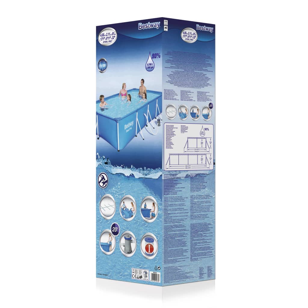 Bestway Steel Pro Set Piscina Rettangolare 400x211x81 cm 56424 91612