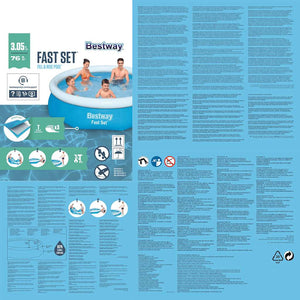 Bestway Set per Piscina Gonfiabile Fast Rotonda 305x76 cm 57266 91601
