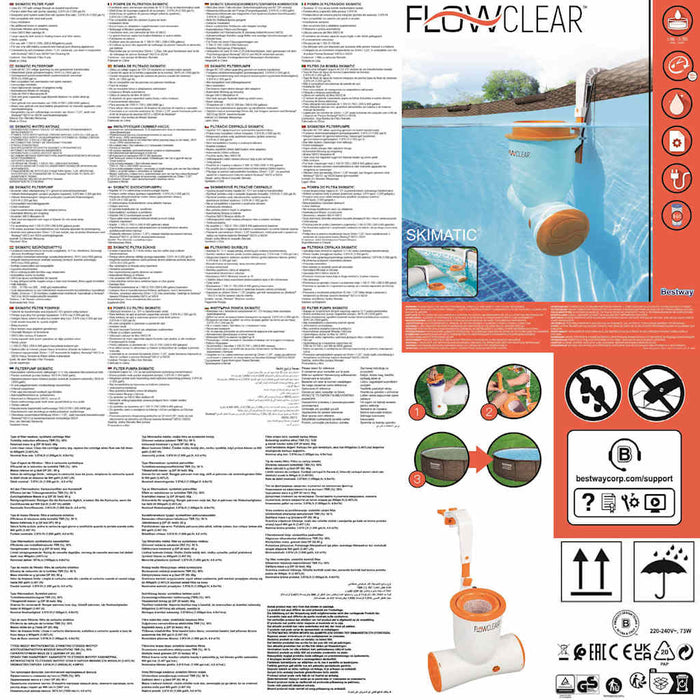 Bestway Pompa con Filtro per Piscina Flowclear Skimatic 3974 L/h 58469 91633