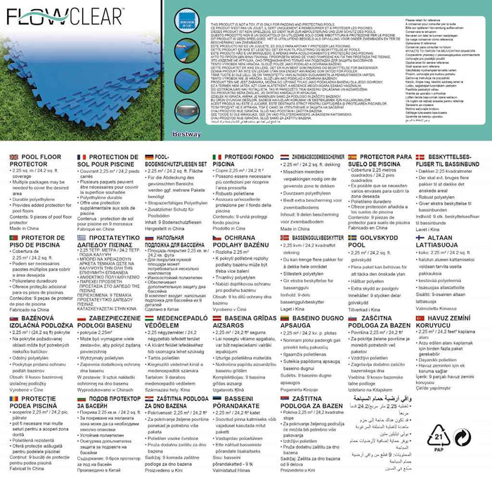 Bestway Protezioni per il Pavimento della Piscina 8 pz Blu 58220 91256