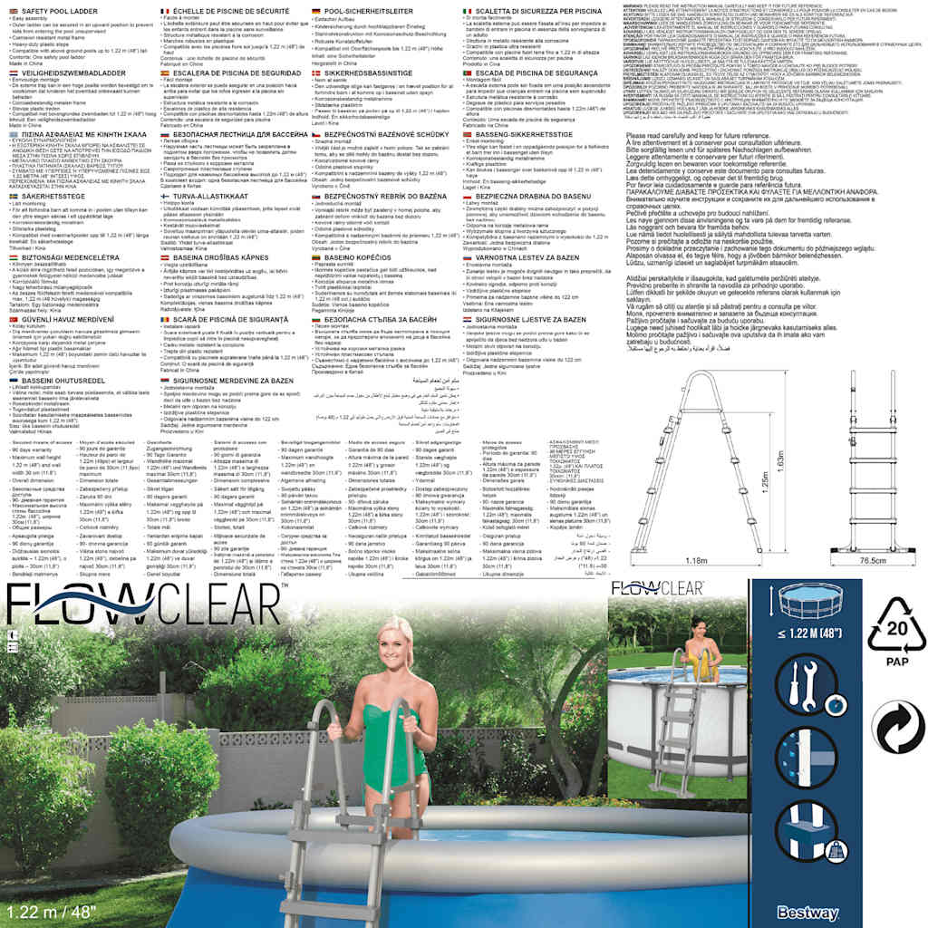 Bestway Scaletta per Piscina Flowclear a 4 Gradini 122 cm 93113