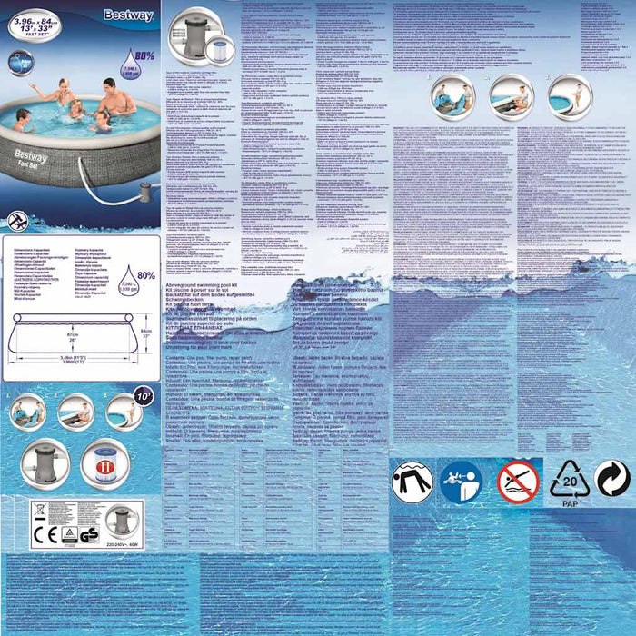 Bestway Set Piscina Gonfiabile Fast con Pompa 396x84 cm 92845