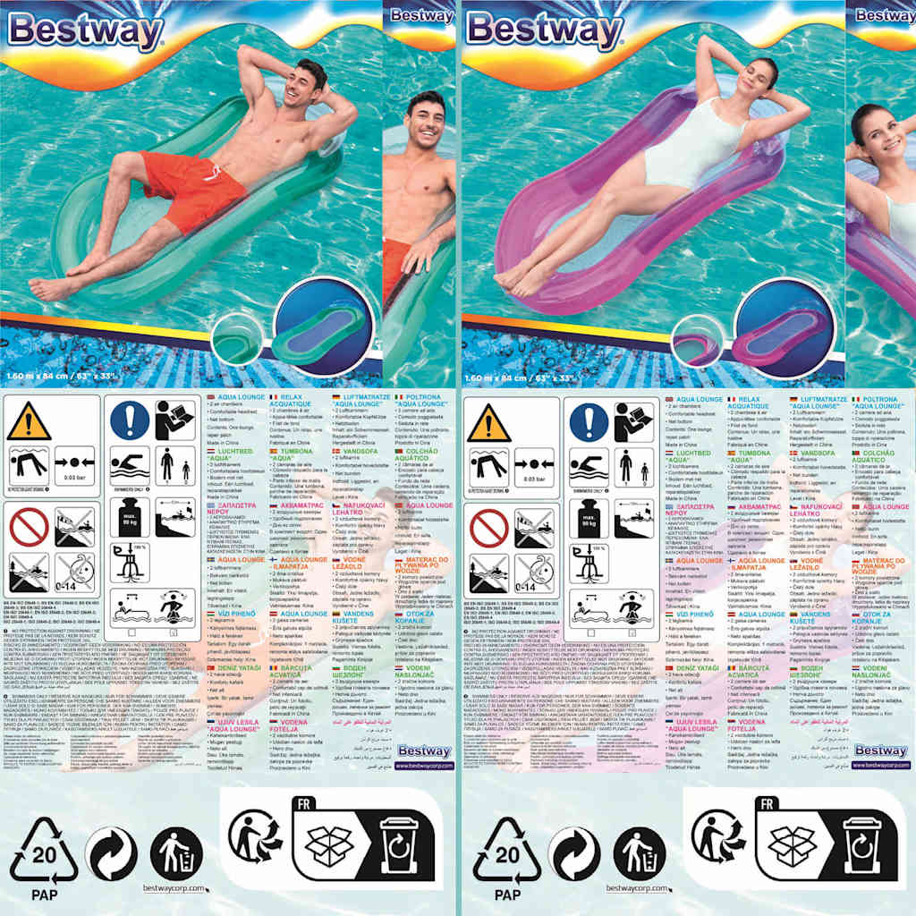 Bestway Lettino Gonfiabile da Piscina Aqua Lounge 92112