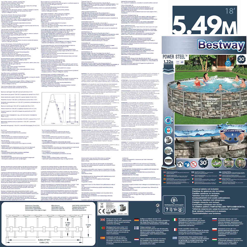 Bestway Set Piscina Power Steel 488x305x107 cm 92863