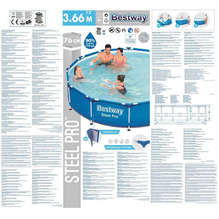 Bestway Piscina con Telaio Steel Pro 366x76 cm 92914