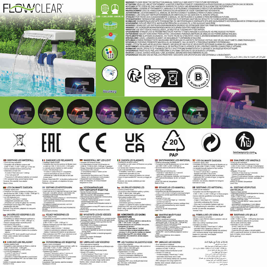Bestway Cascata Rilassante con LED Flowclear 92876