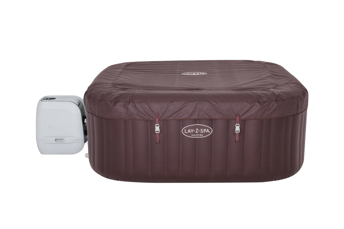 Bestway piscina spa maldives hydrojet pro, duraplus, eco-pelle, fondo in schiuma, filtrazione, riscaldamento, sedili integrati, luce led colorjet, include filtro, copertura gonfiabile, dosatore chimico chemconnect - 60033