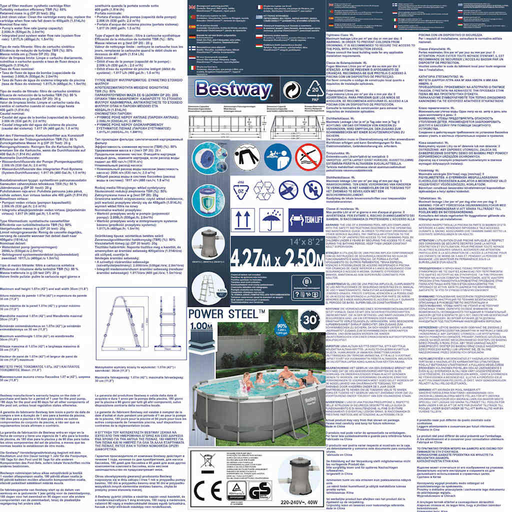 Bestway Piscina Fuori Terra Ovale Power Steel 427x250x100 cm 92825