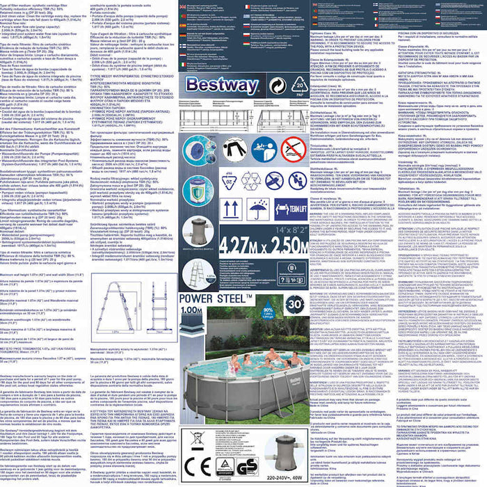 Bestway Piscina Fuori Terra Ovale Power Steel 427x250x100 cm 92825