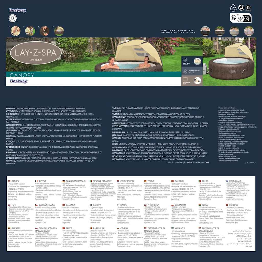 Bestway Tenda Parasole per Spa Lay-Z-Spa 183x94x109 cm 92887